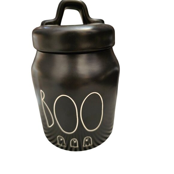 NWT Rae Dunn Baby Boo Ghosts Icon Halloween Canister Black White Small - Picture 1 of 11